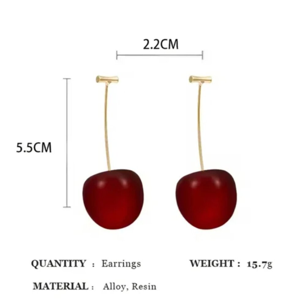 Sweet Red Cherry Dangle Earrings View 4